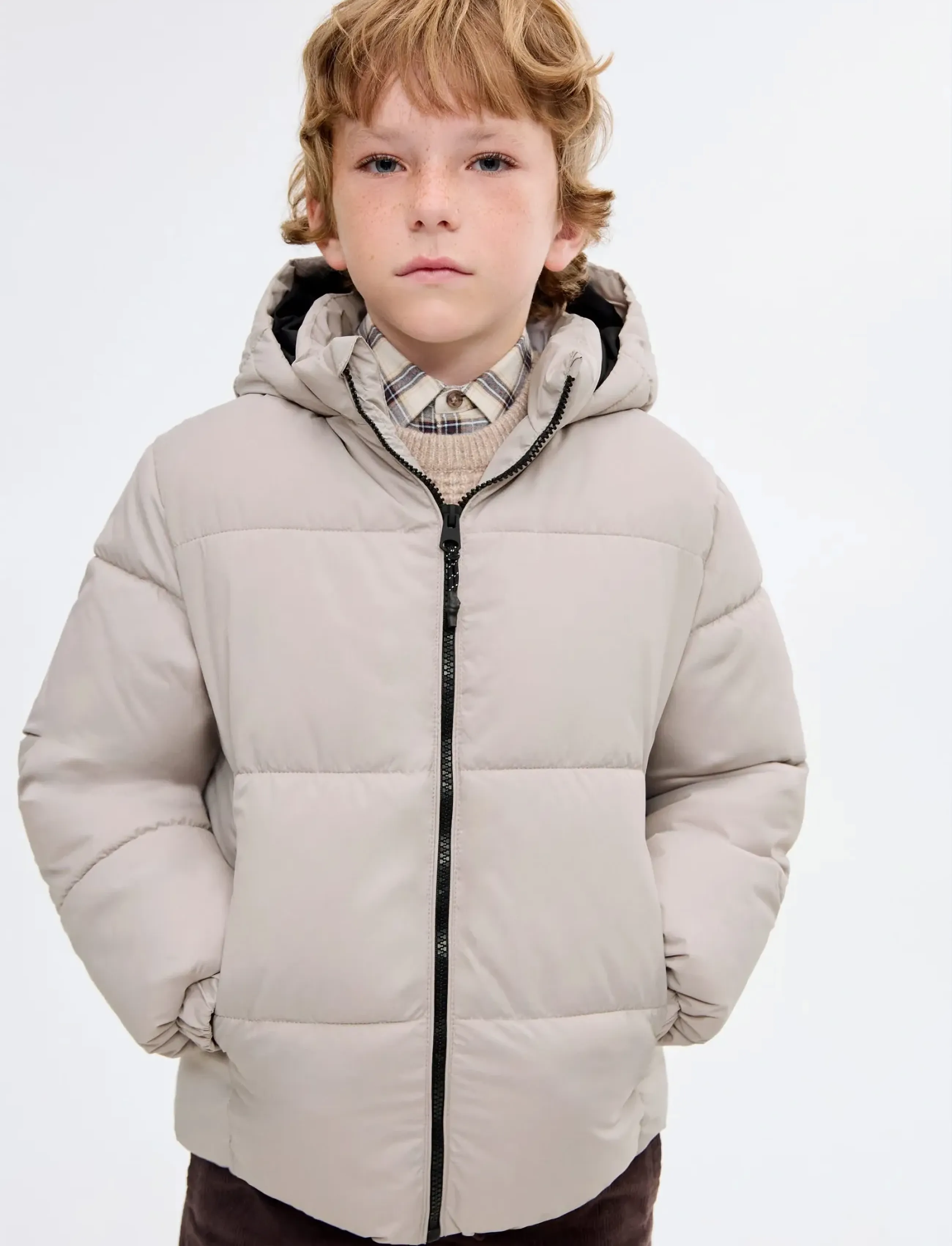 Mango Hood Puffer Coat, 116, Jackets & Coats, Creme - Padded, Kinder