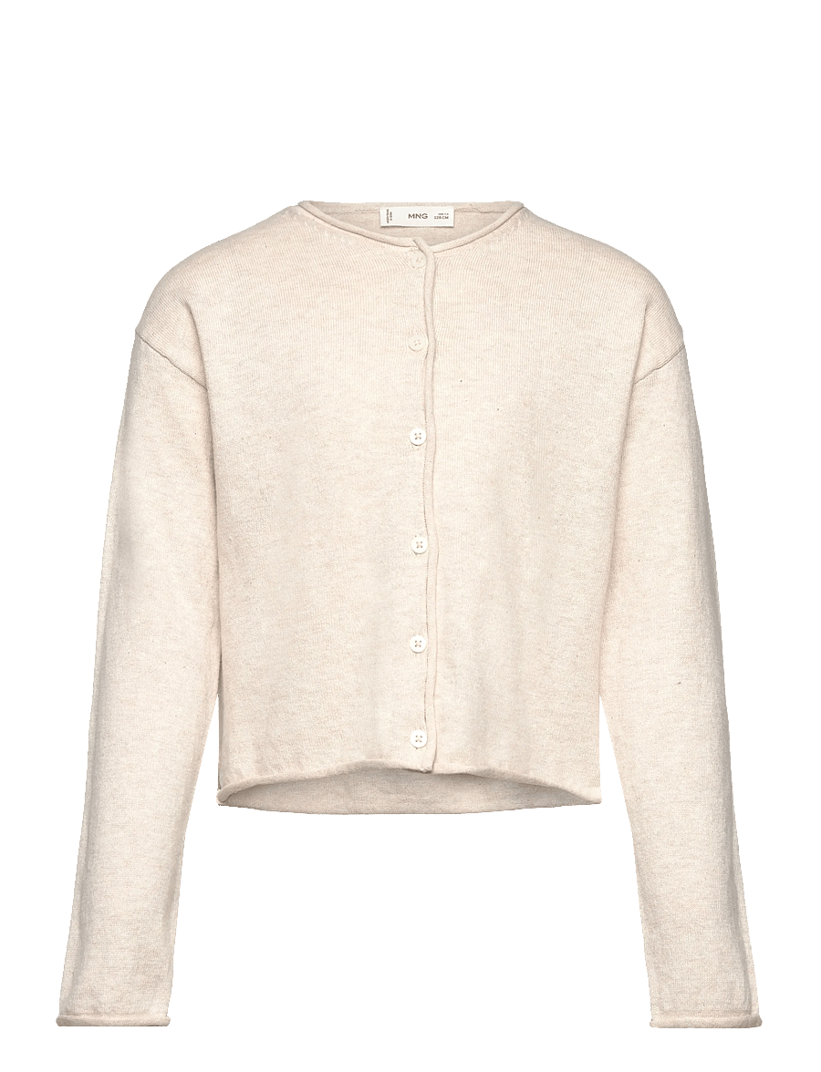 Mango - Long sleeves knit cardigan - koftor - light beige - 1
