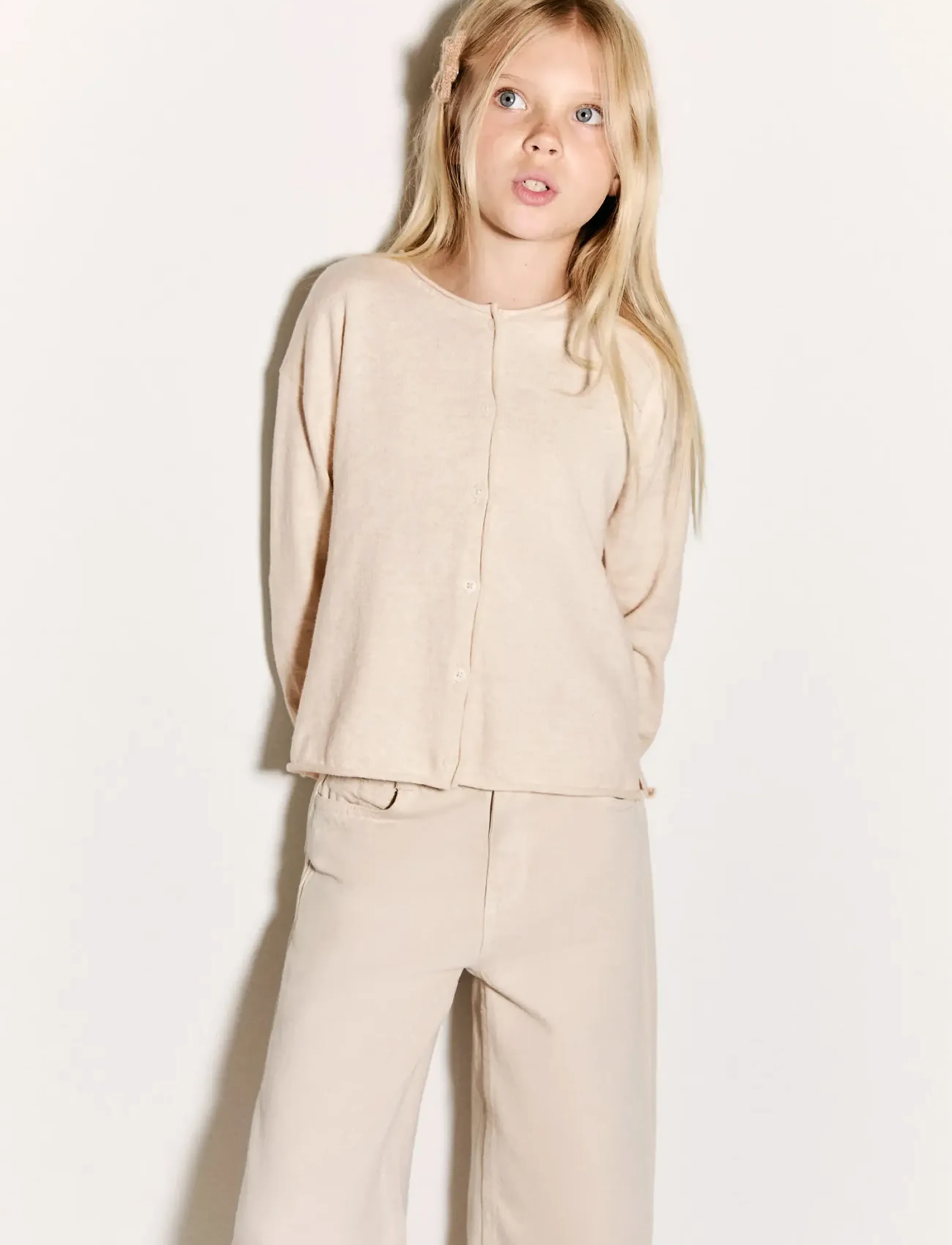 Mango Long Sleeves Knit Cardigan, 9-10, Knitwear, Creme - Cardigans, Kinder