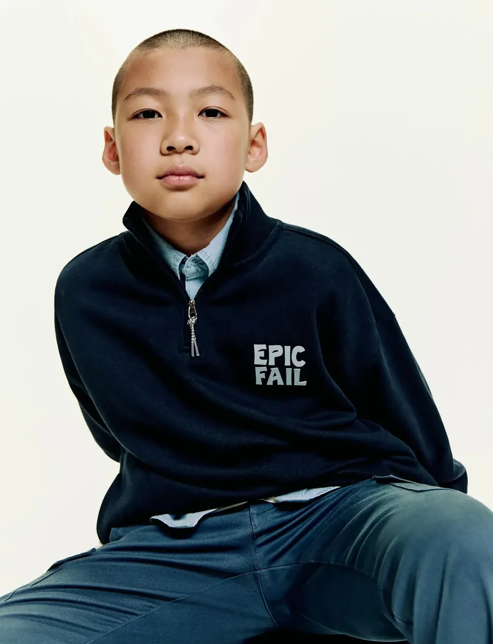 Mango - Printed cotton sweatshirt - sweatshirts - navy - 0