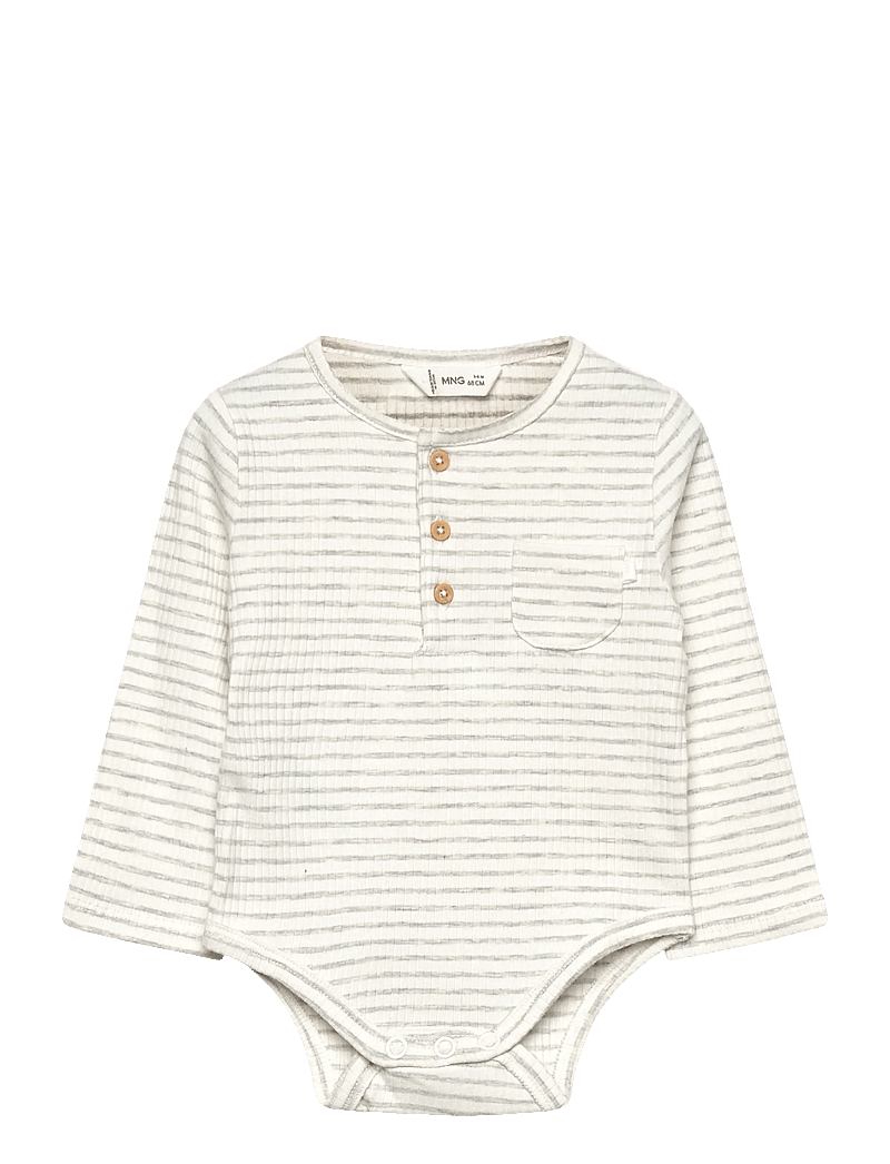 Mango - Striped cotton bodysuit - långärmade bodies - lt pastel grey - 0