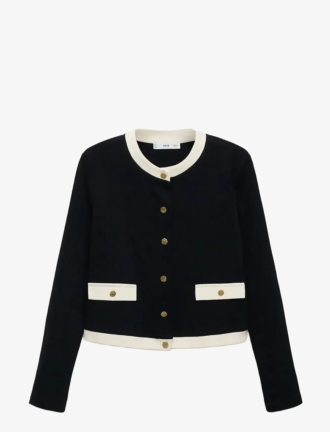 Mango - Contrasting cotton cardigan - black - 1