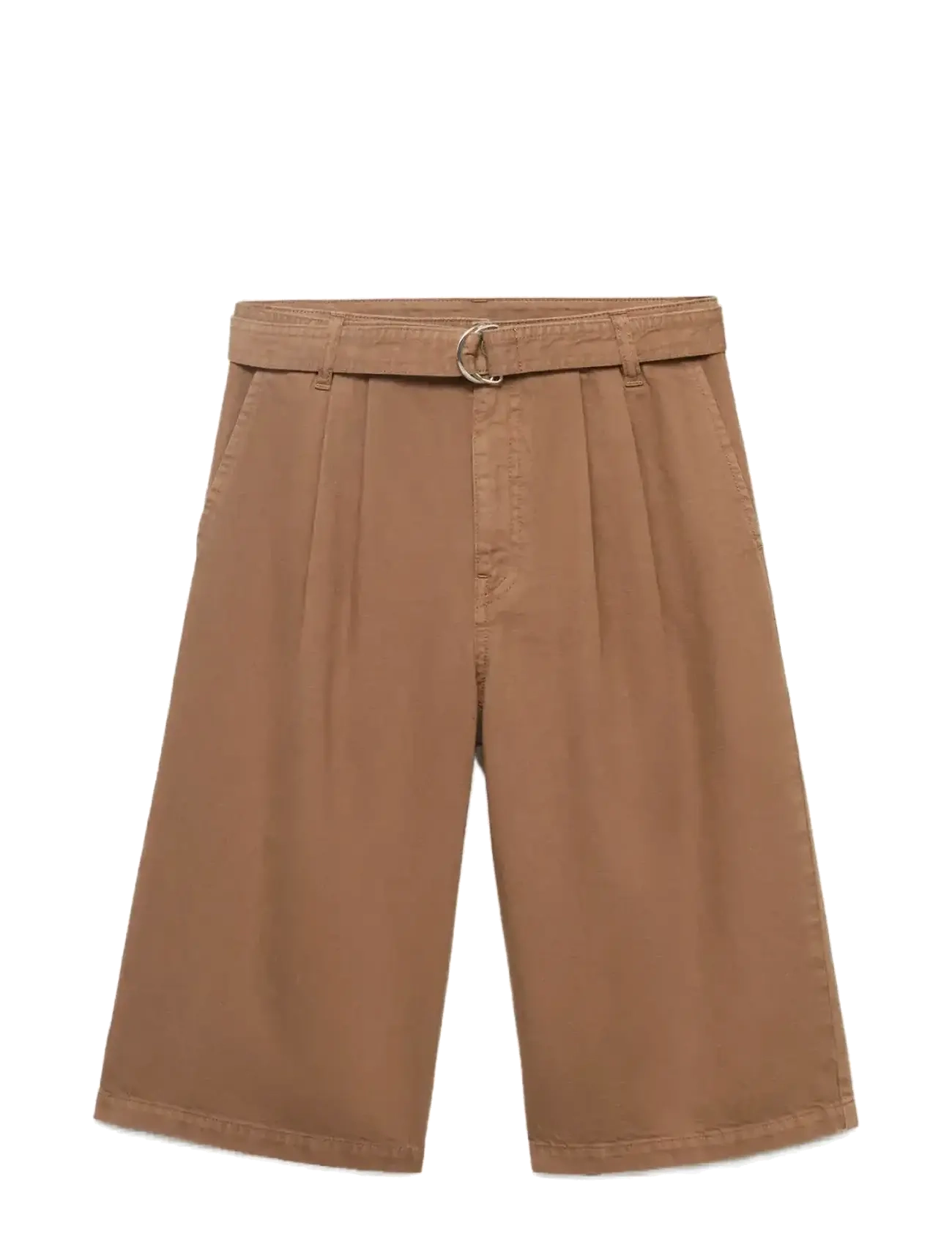 Denim jorts with belt - BROWN