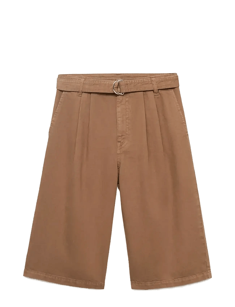 Mango - Denim jorts with belt - bermudashorts - brown - 1