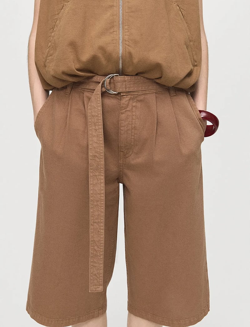 Mango - Denim jorts with belt - bermudashorts - brown - 0