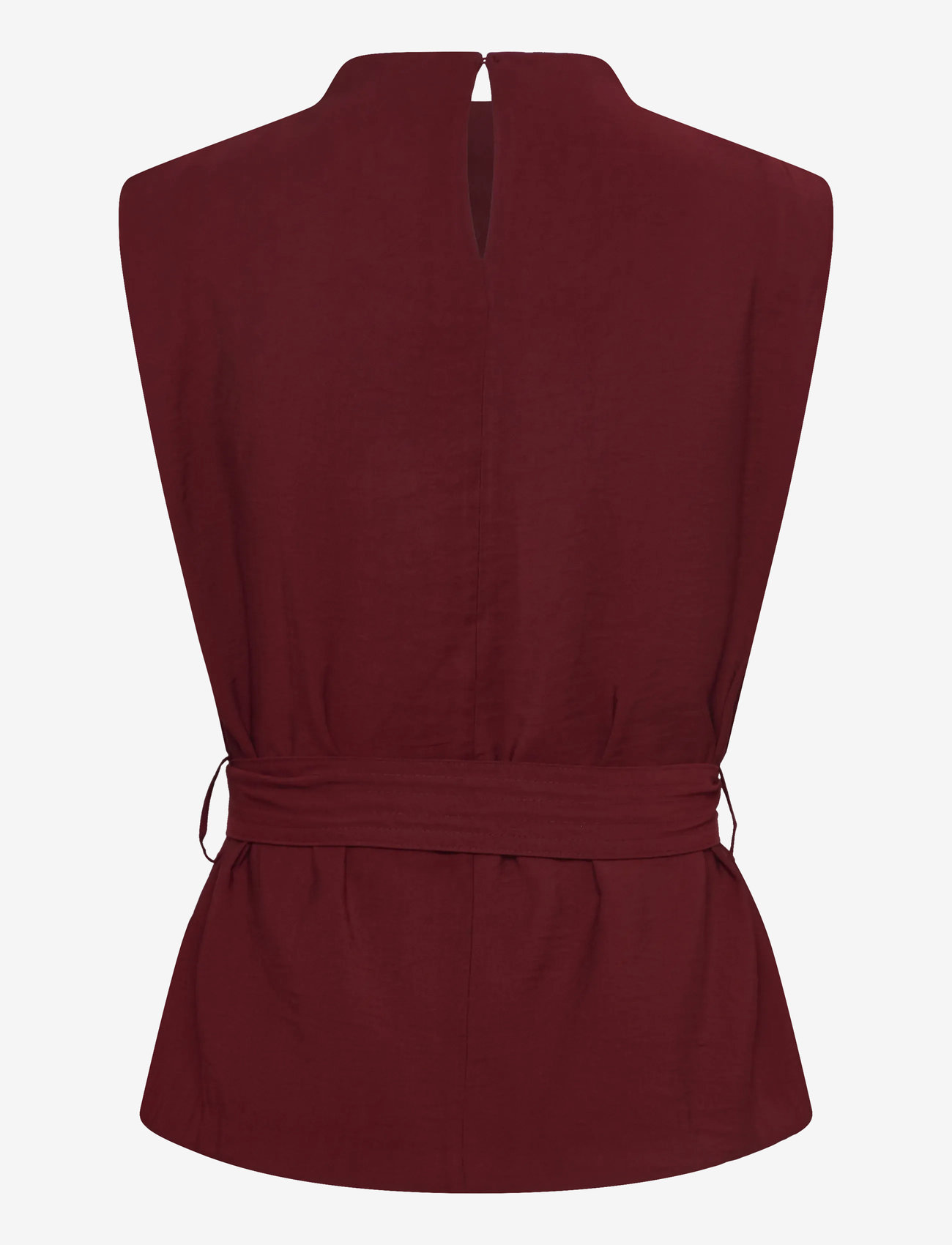 Mango - Blouse with draped neck and belt - Ärmellose blusen - medium red - 1