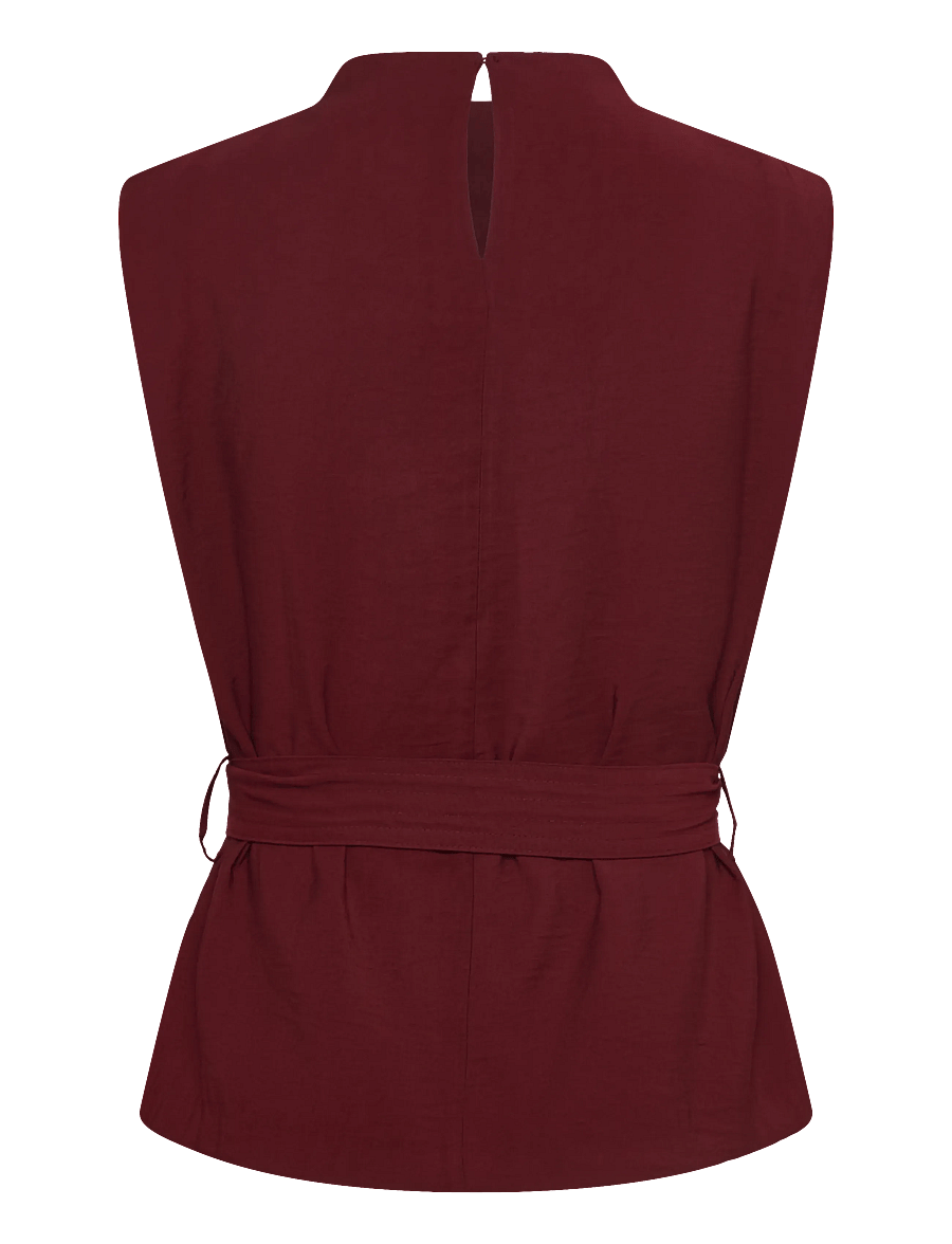 Mango - Blouse with draped neck and belt - medium red - 2