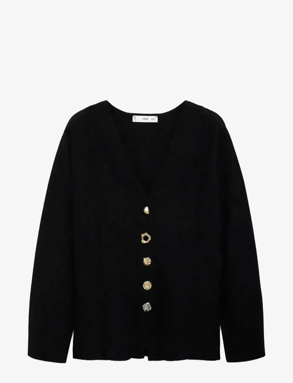 Mango - Knitted jacket with jewel buttons - cardigans - black - 1