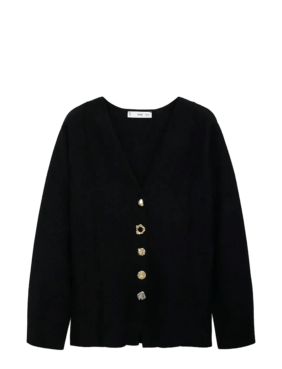 Mango - Knitted jacket with jewel buttons - arkityyli - black - 1