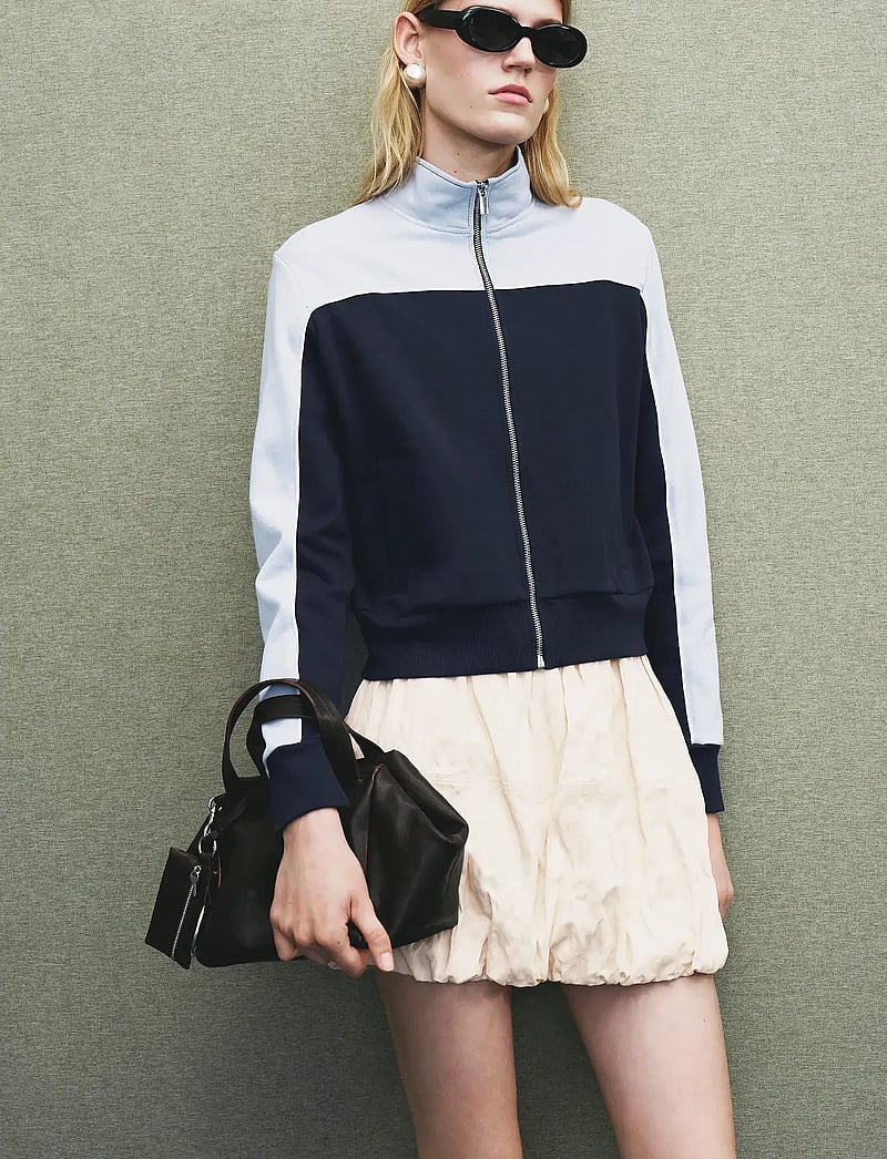 Mango - Two-tone fitted jacket - hverdags stil - medium blue - 0