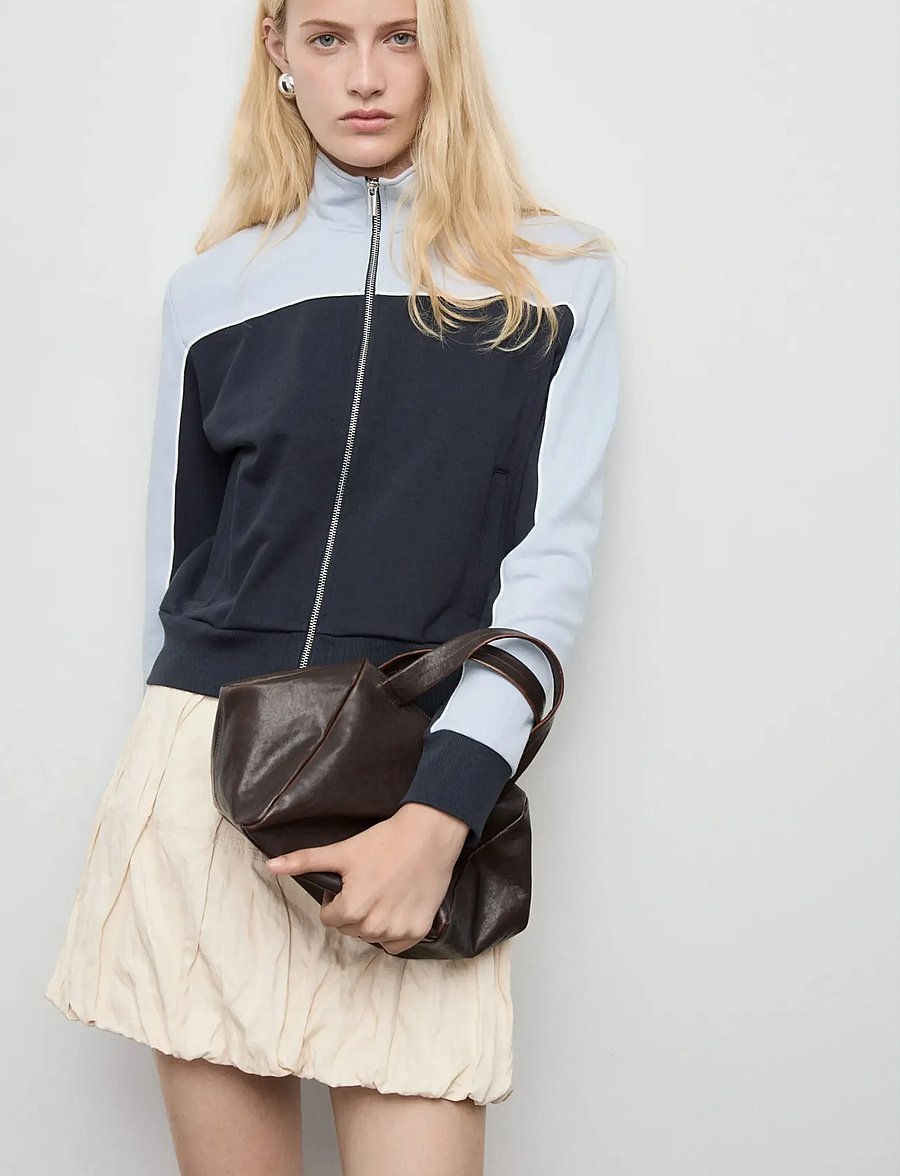 Mango - Two-tone fitted jacket - hverdags stil - medium blue - 0