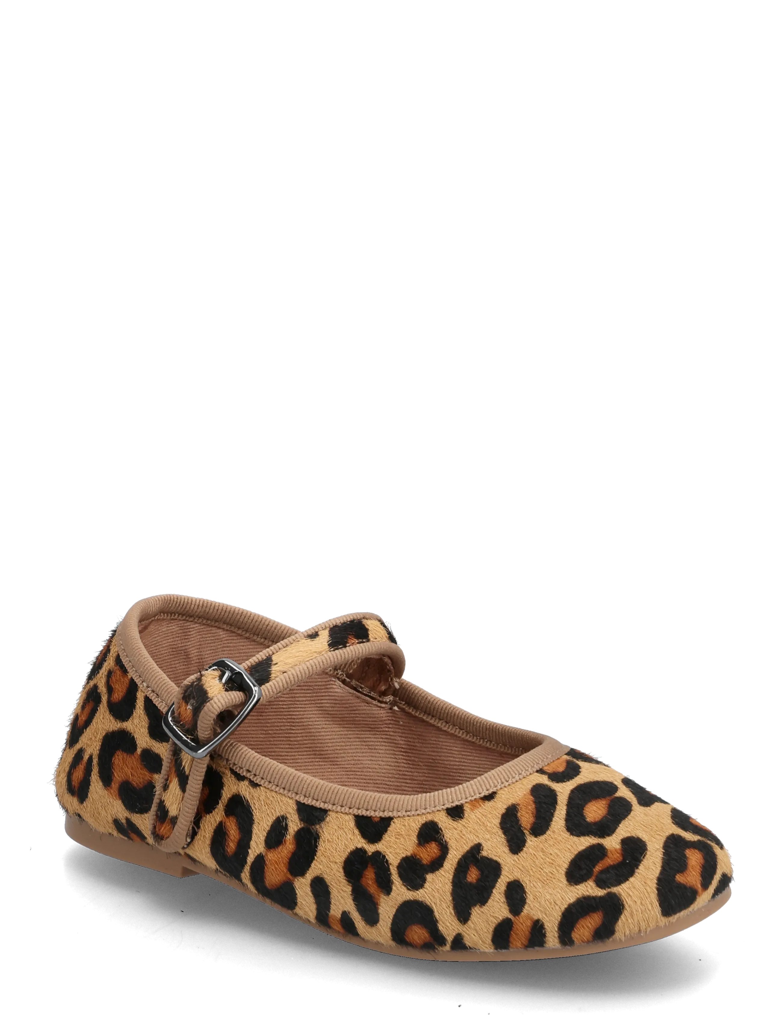 Leopard-print leather ballerinas - BLACK
