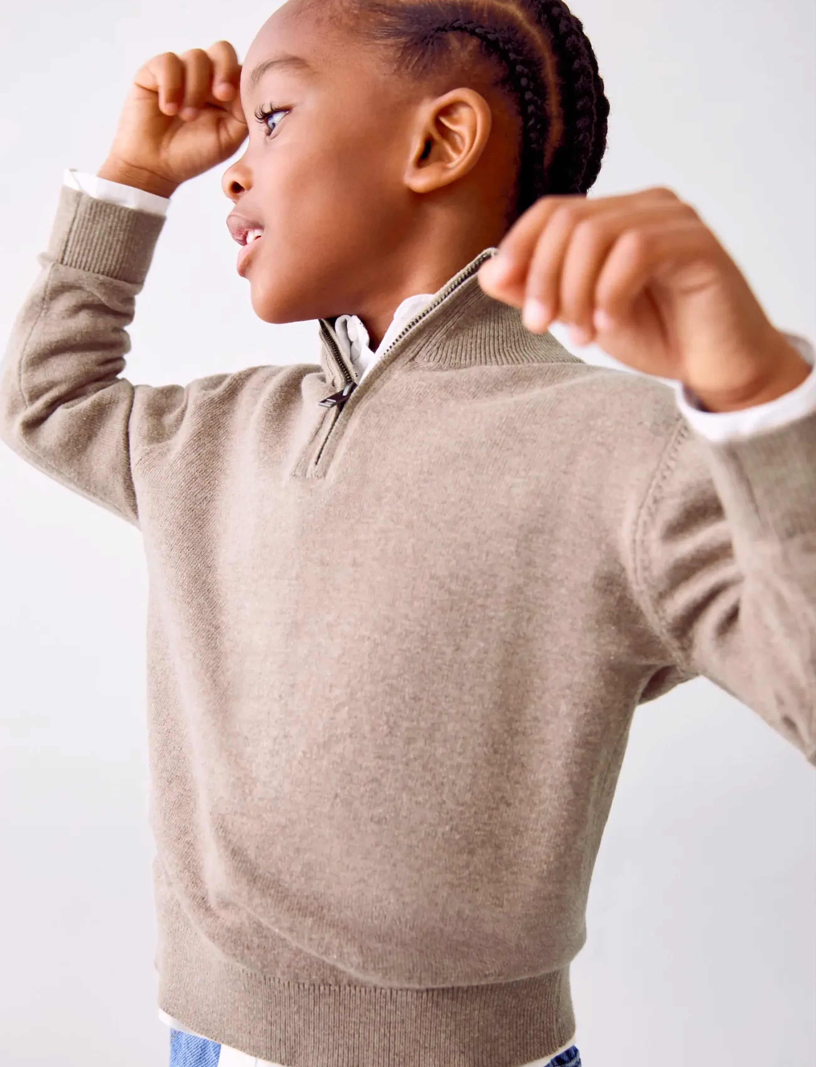 Mango Perkins-neck sweater - Mango - MEDIUM BROWN / beige