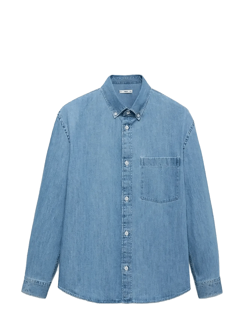 Mango - Denim shirt with pocket - jeansskjortor - open blue - 1