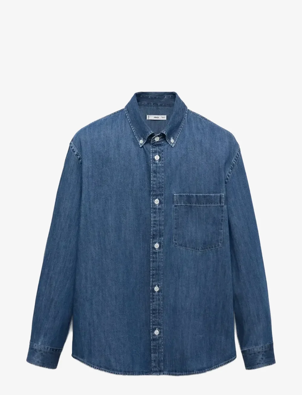 Mango - Denim shirt with pocket - denimskjorter - open blue - 1
