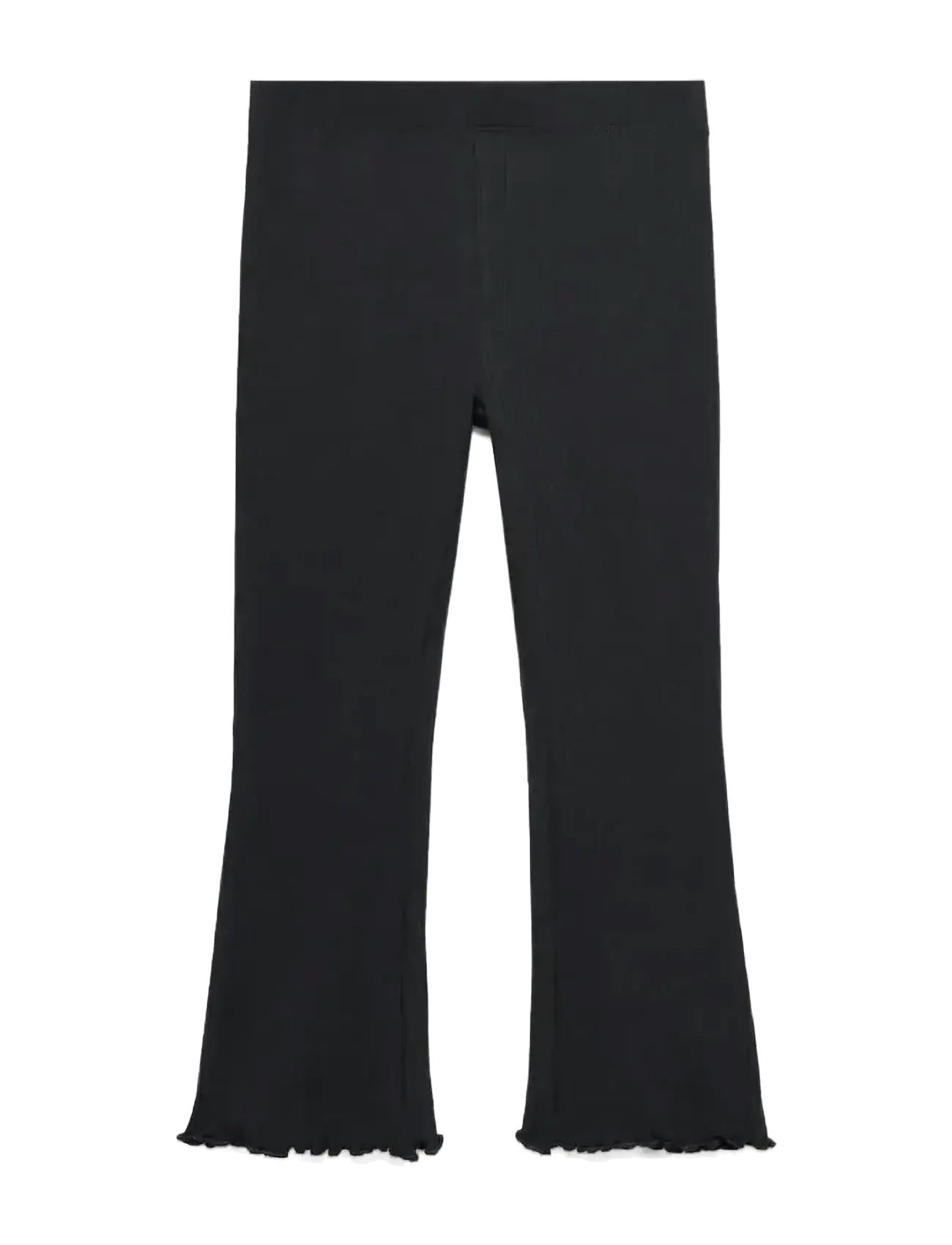 Mango Ribbed flared leggings - Tøj - BLACK / black
