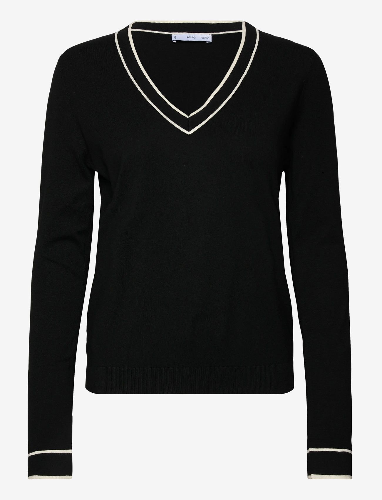 Mango - Contrasting V-neck sweater - die niedrigsten preise - black - 1