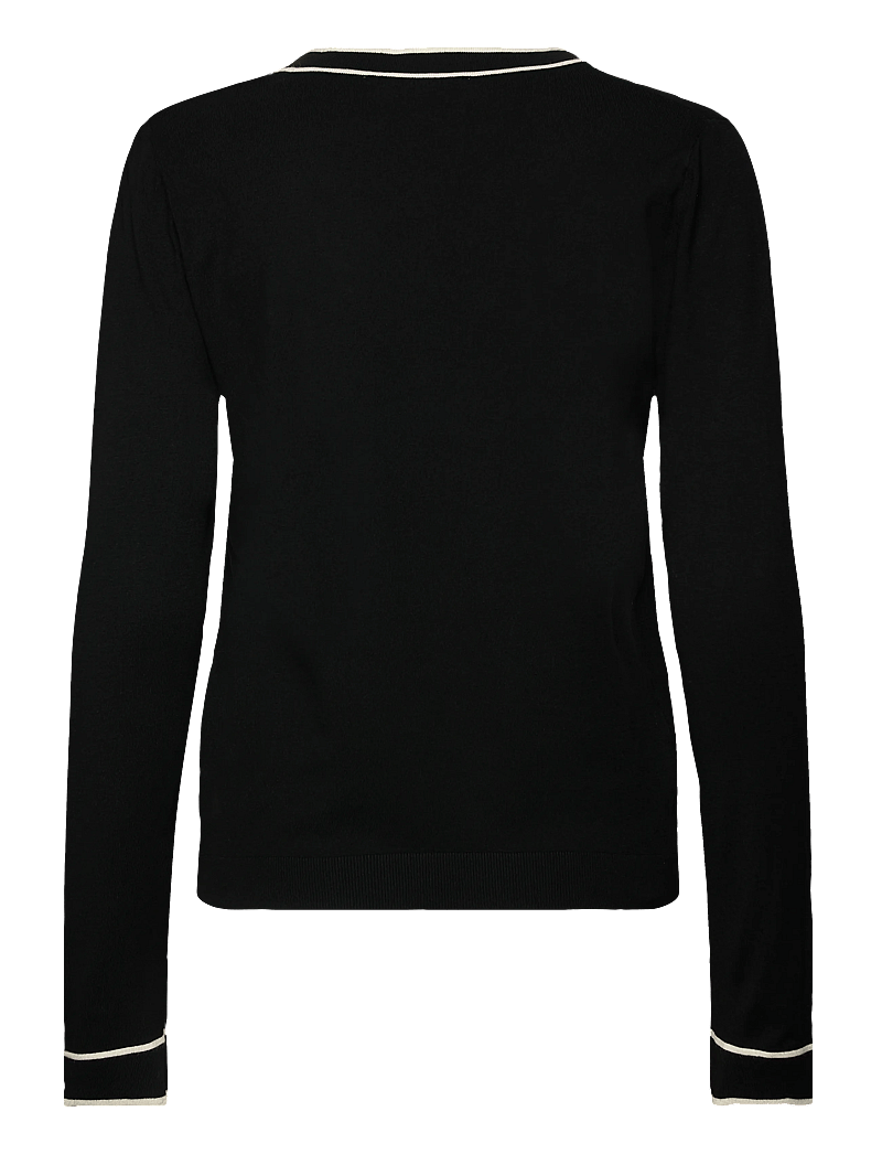 Mango - Contrasting V-neck sweater - black - 2