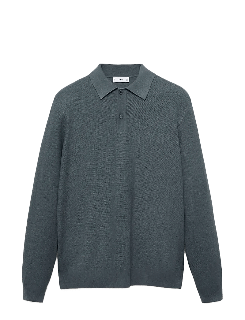 Mango - Micro-structured cotton polo shirt - polostrik - dark blue - 1