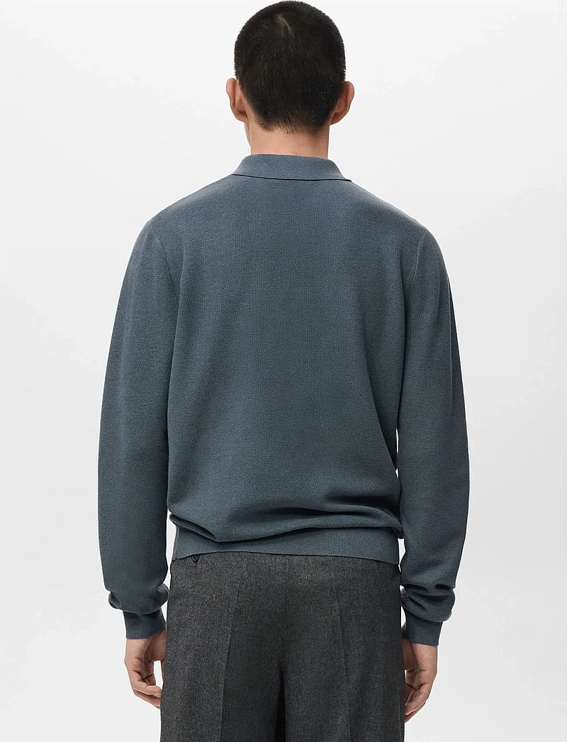 Mango - Micro-structured cotton polo shirt - polostrik - dark blue - 2