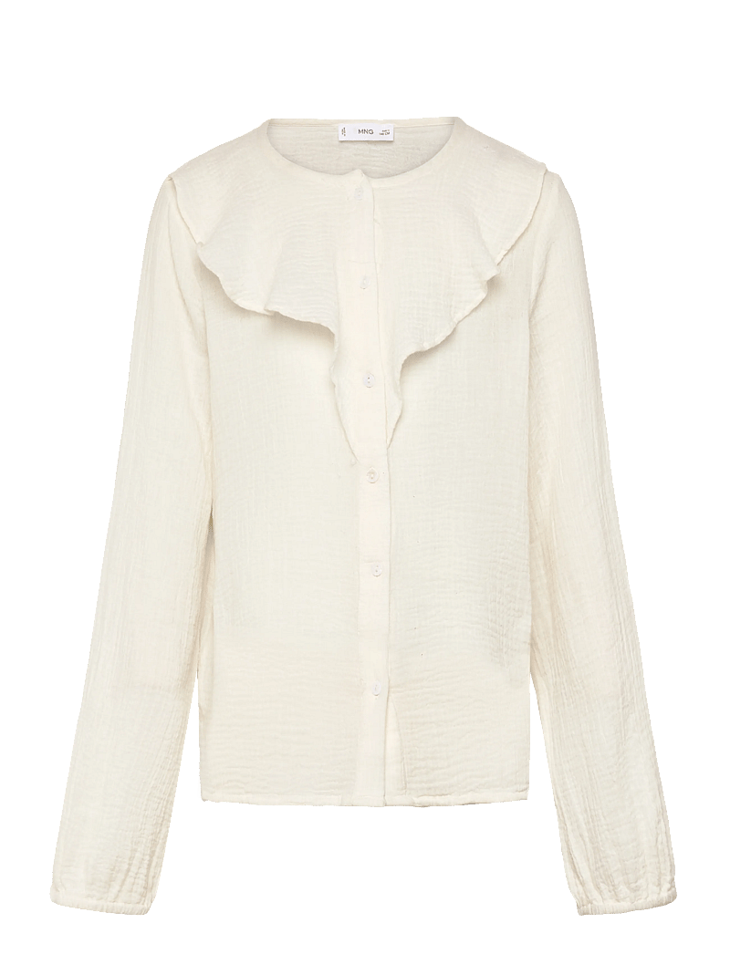 Mango - Crinkled ruffle shirt - blusen & tuniken - light beige - 0