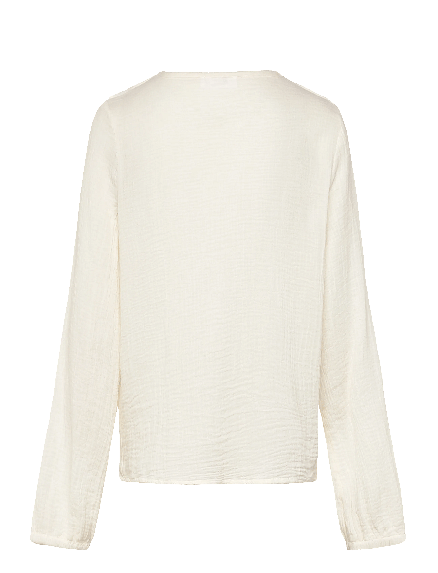 Mango - Crinkled ruffle shirt - blusar & tunikor - light beige - 1