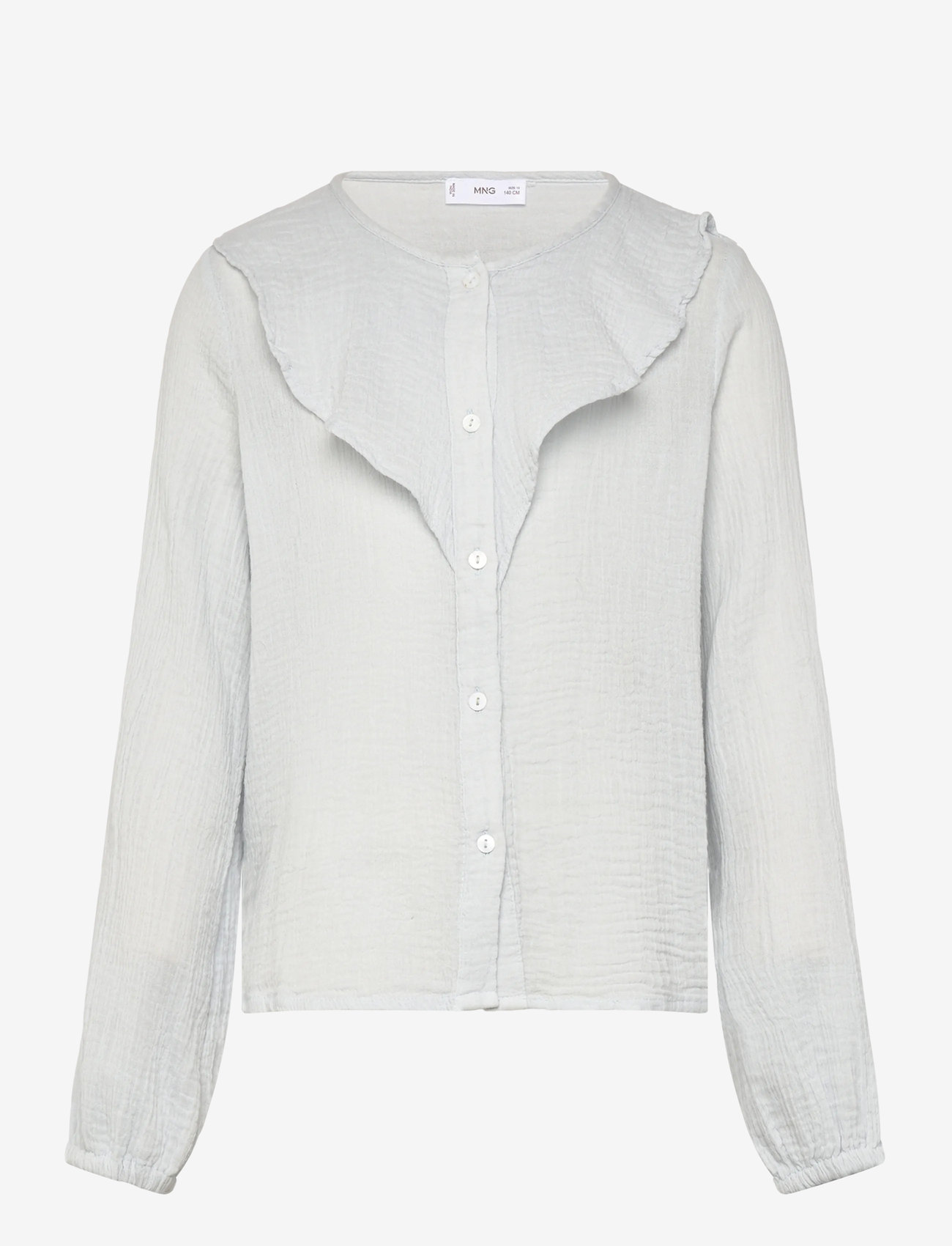 Mango - Crinkled ruffle shirt - bluser & tunikaer - lt-pastel blue - 0