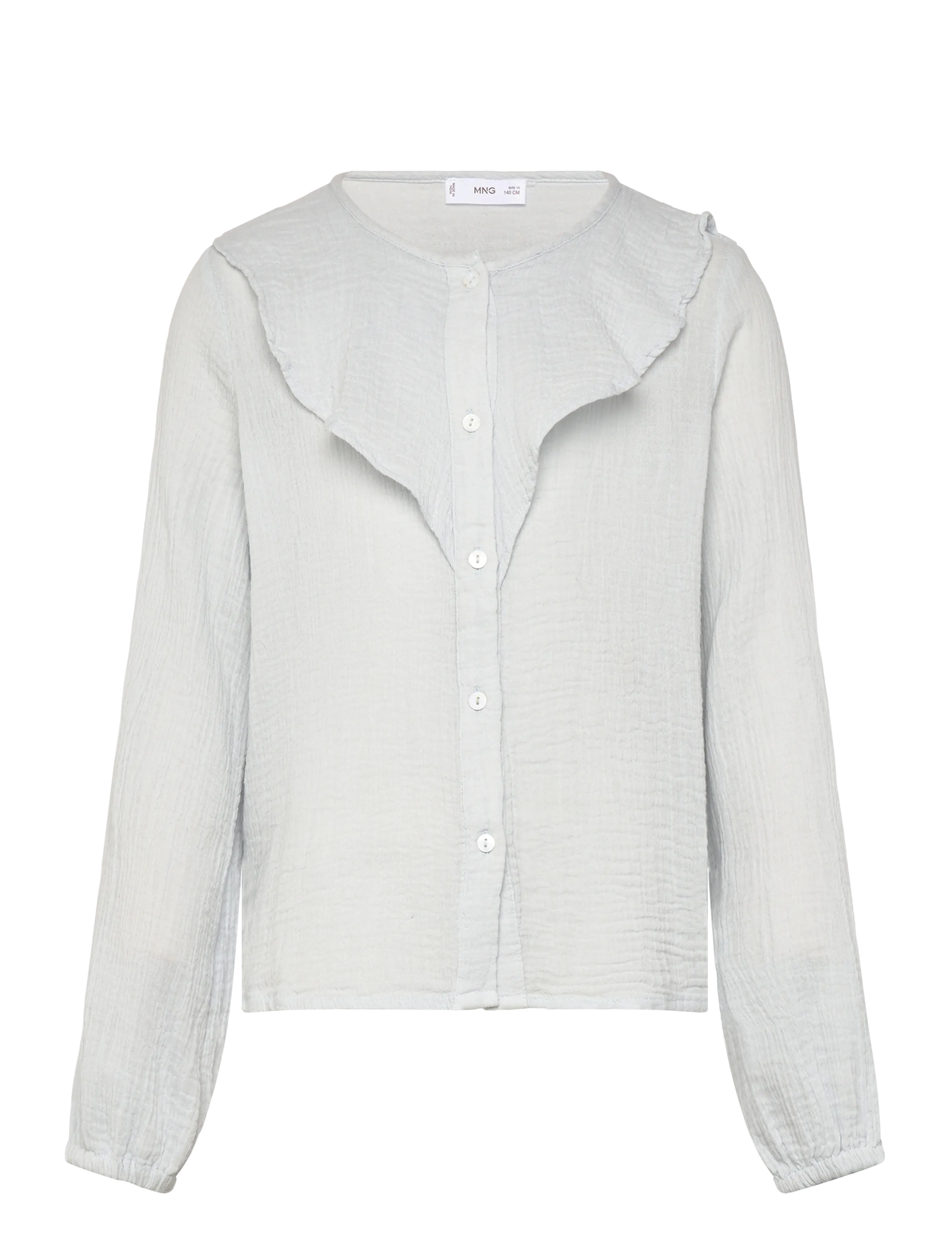 Crinkled ruffle shirt - LT-PASTEL BLUE