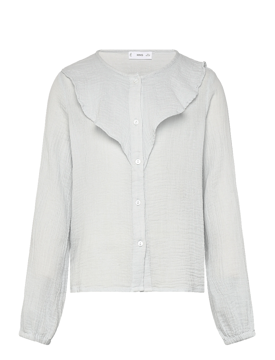 Mango - Crinkled ruffle shirt - blusar & tunikor - lt-pastel blue - 1