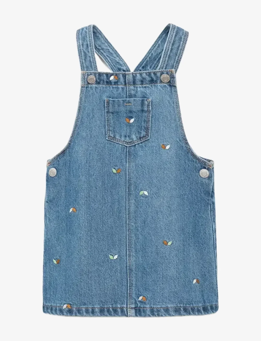 Mango - Embroidered denim pinafore dress - overallkjoler - open blue - 0