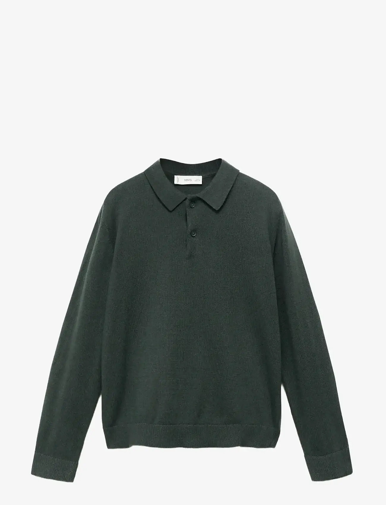 Mango - Knitted polo-neck sweater - efterårstøj - dark green - 0