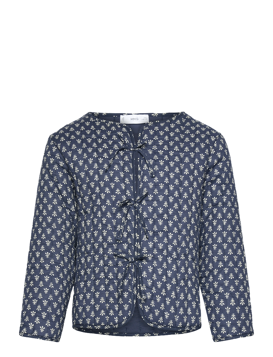 Mango - Printed cotton jacket - lette jakker - navy - 1