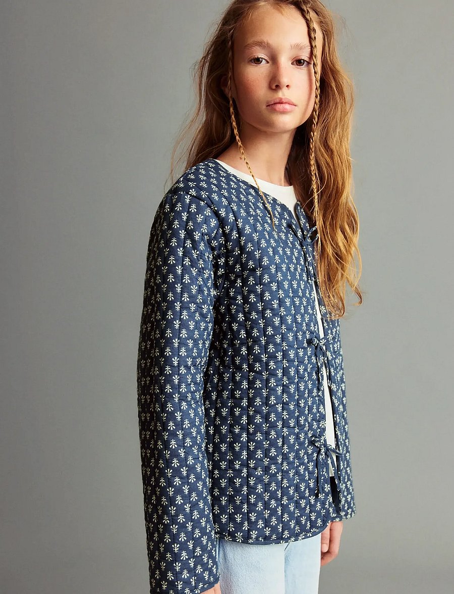 Mango - Printed cotton jacket - lette jakker - navy - 0
