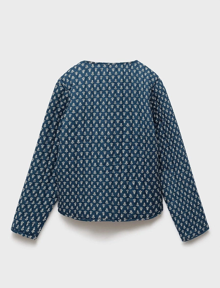 Mango - Printed cotton jacket - lette jakker - navy - 3