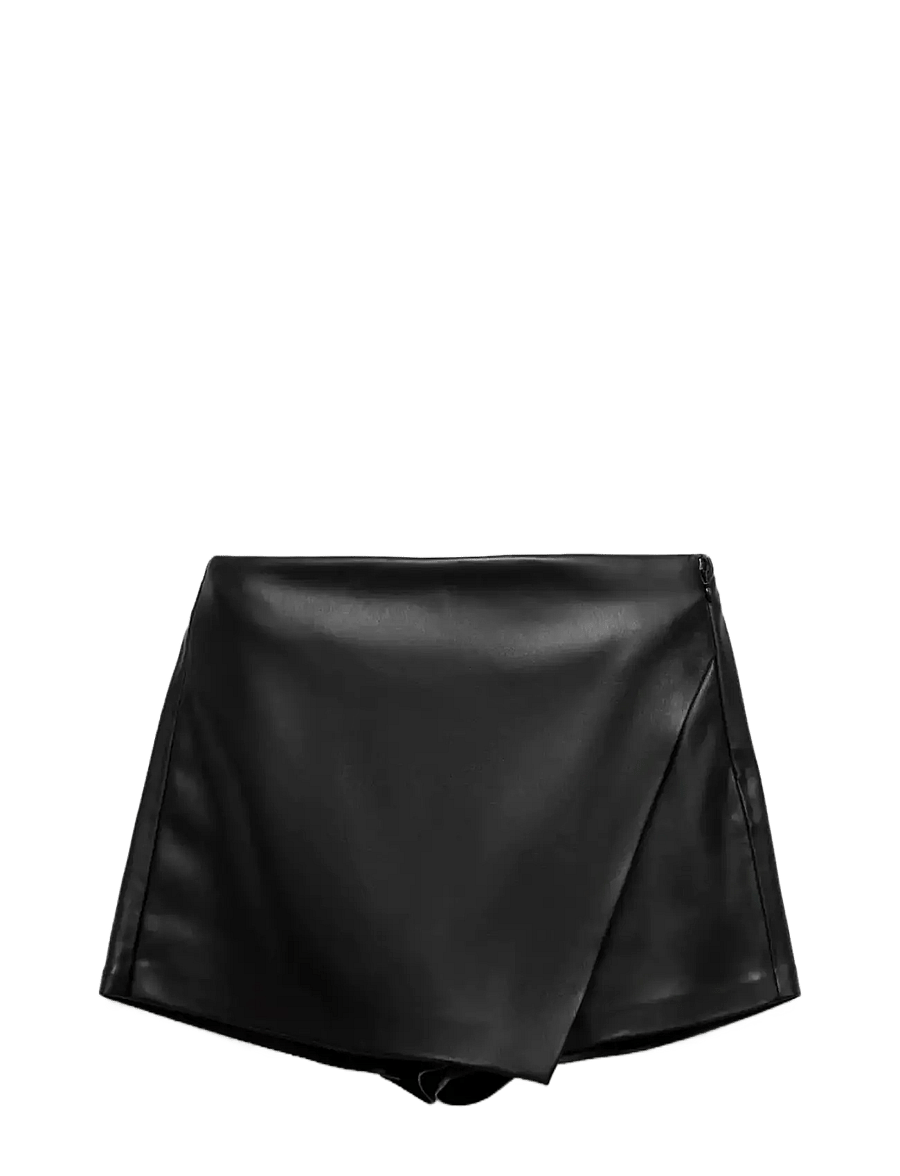 Mango - Faux-leather culottes - korte nederdele - black - 1