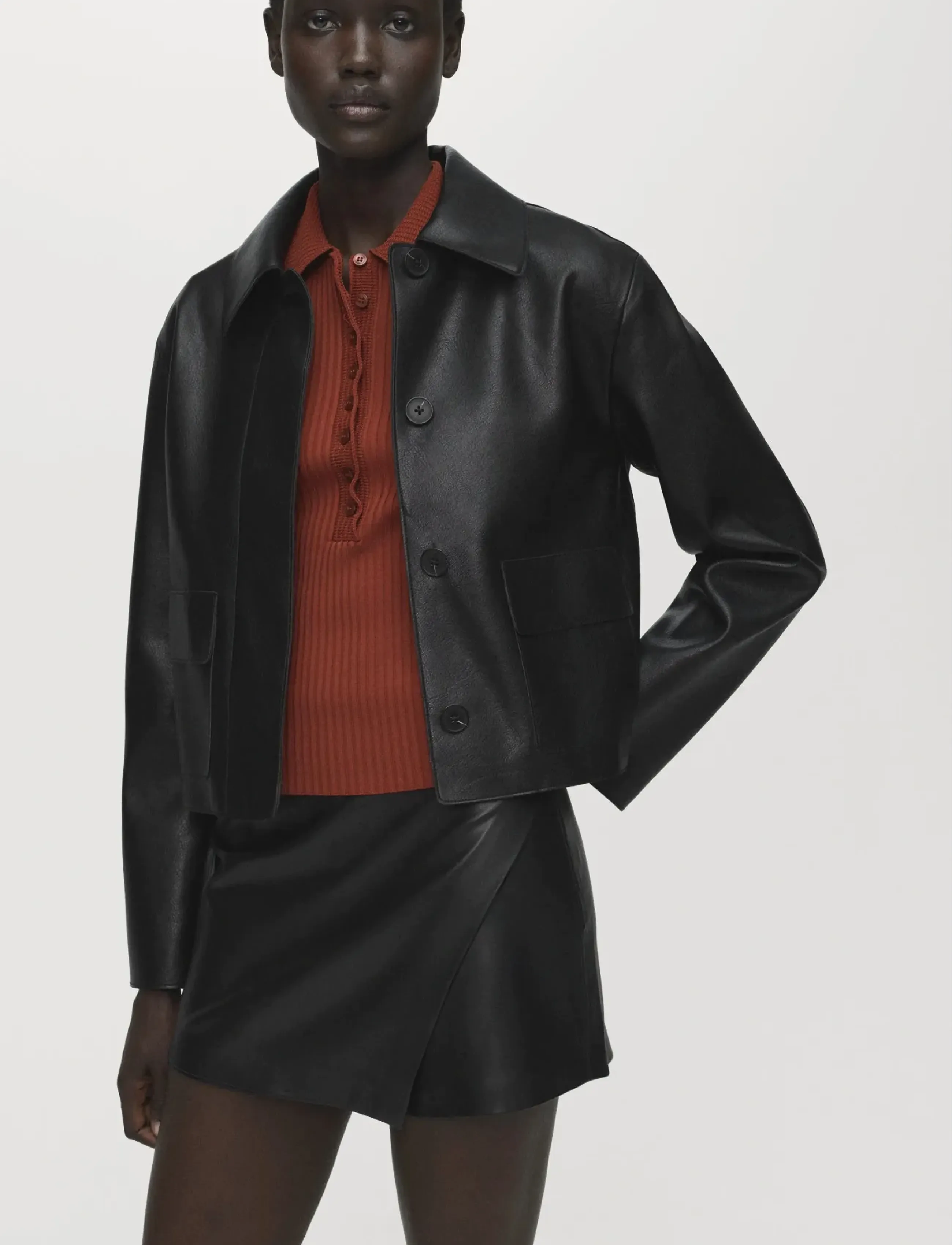 Mango Faux-leather culottes - Kjolar - BLACK / black