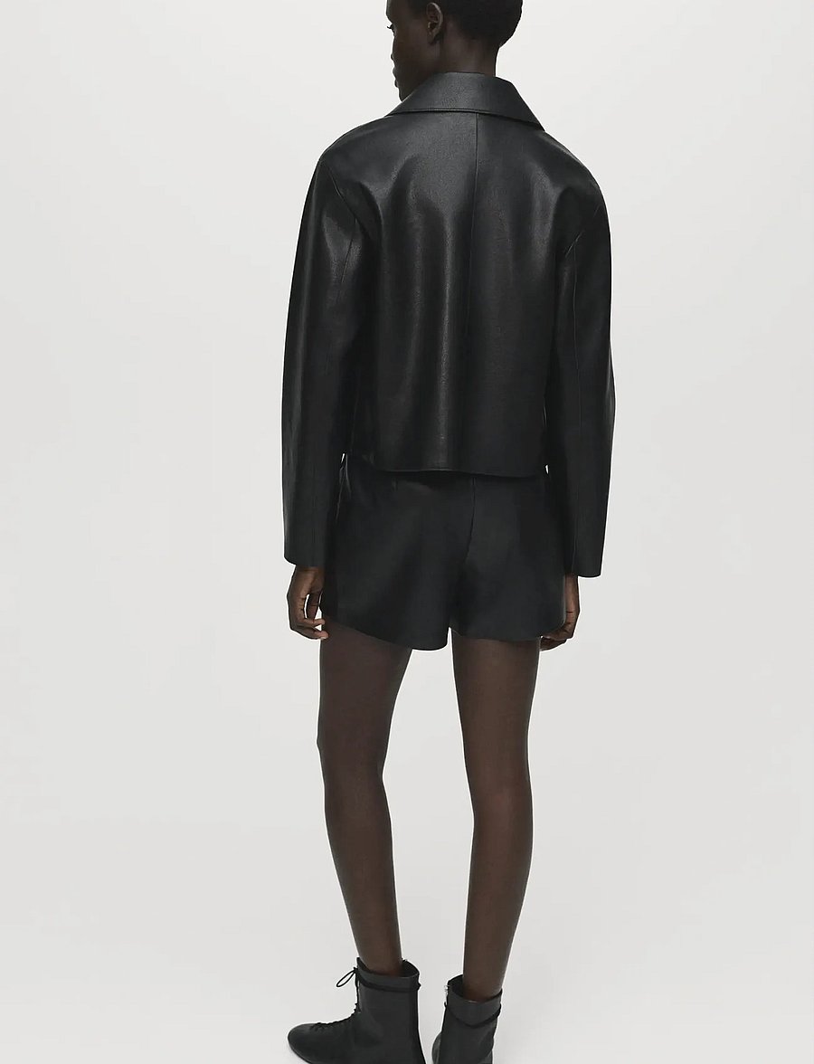 Mango - Faux-leather culottes - korte nederdele - black - 3