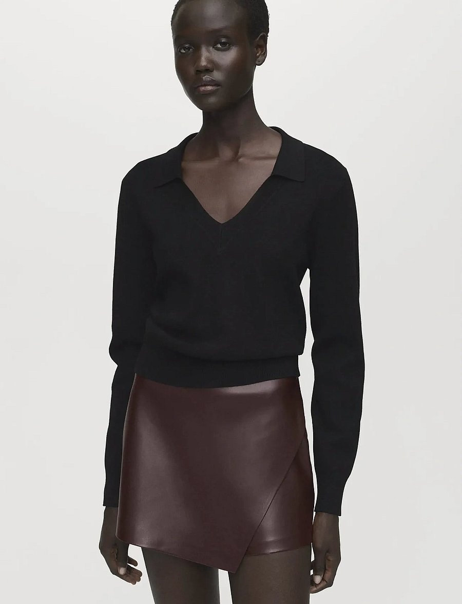 Mango - Faux-leather culottes - korte nederdele - dark brown - 0