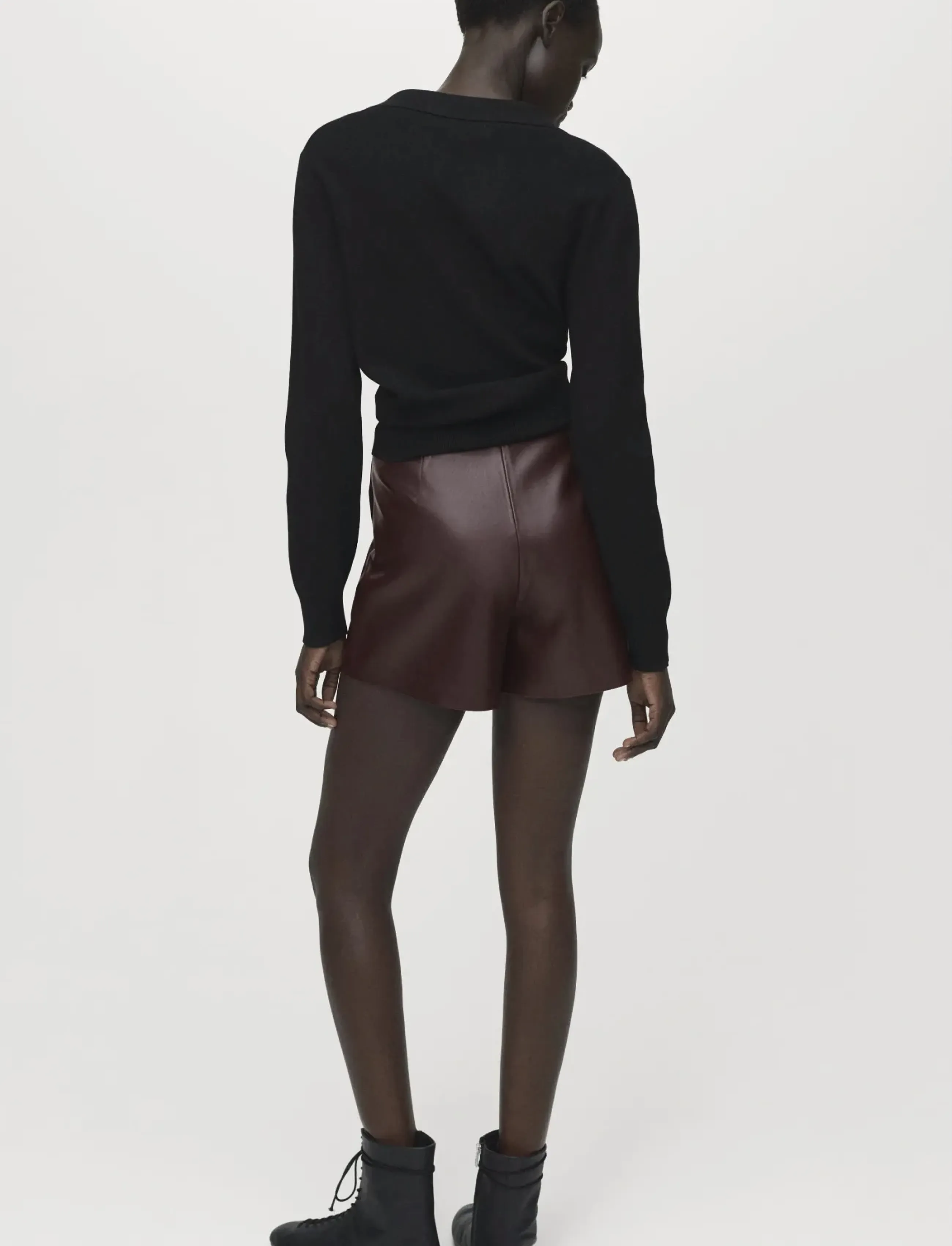 Mango - Faux-leather culottes - laveste priser - dark brown - 3