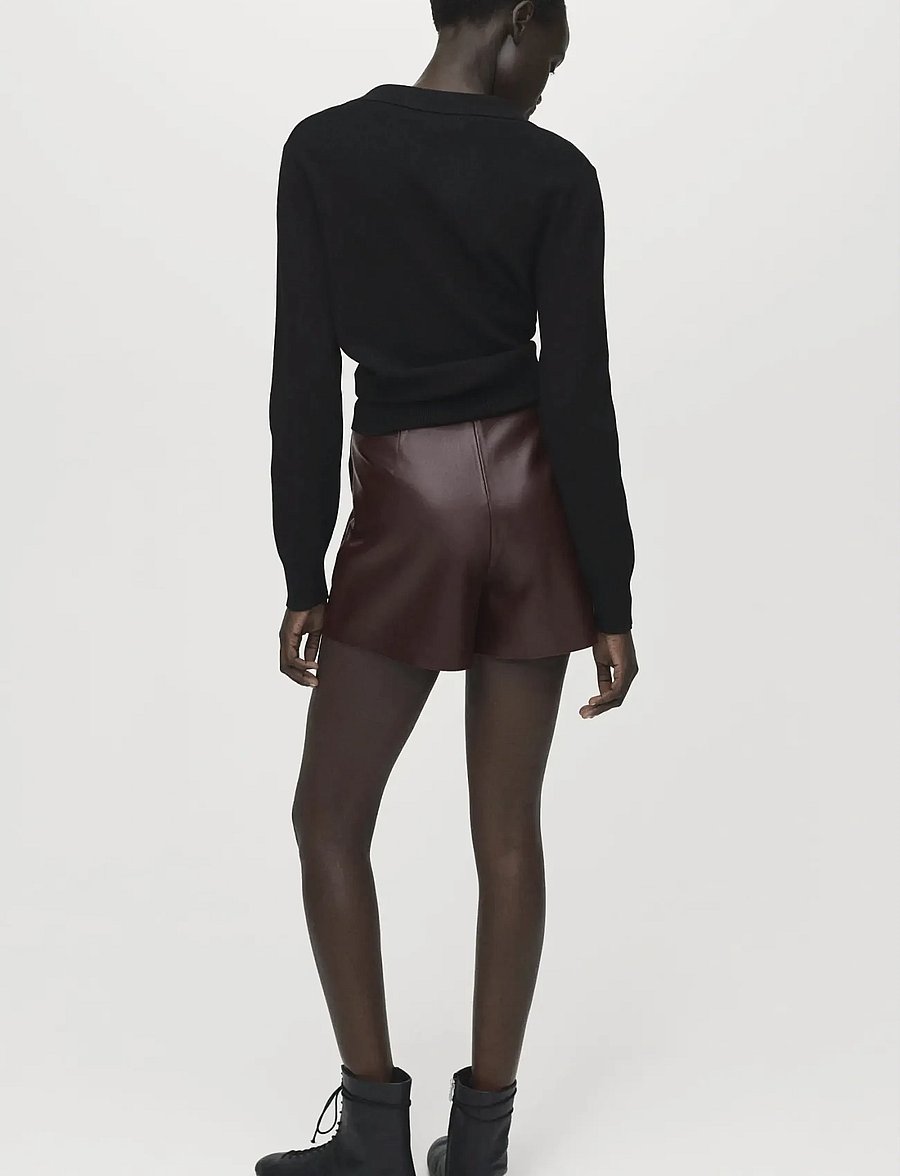 Mango - Faux-leather culottes - korte nederdele - dark brown - 3