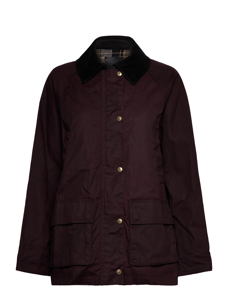 Mango - Cotton parka with corduroy collar - parkas - dark red - 1