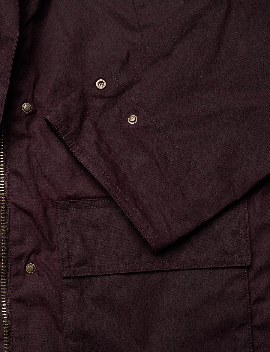 Mango - Cotton parka with corduroy collar - parkas - dark red - 5