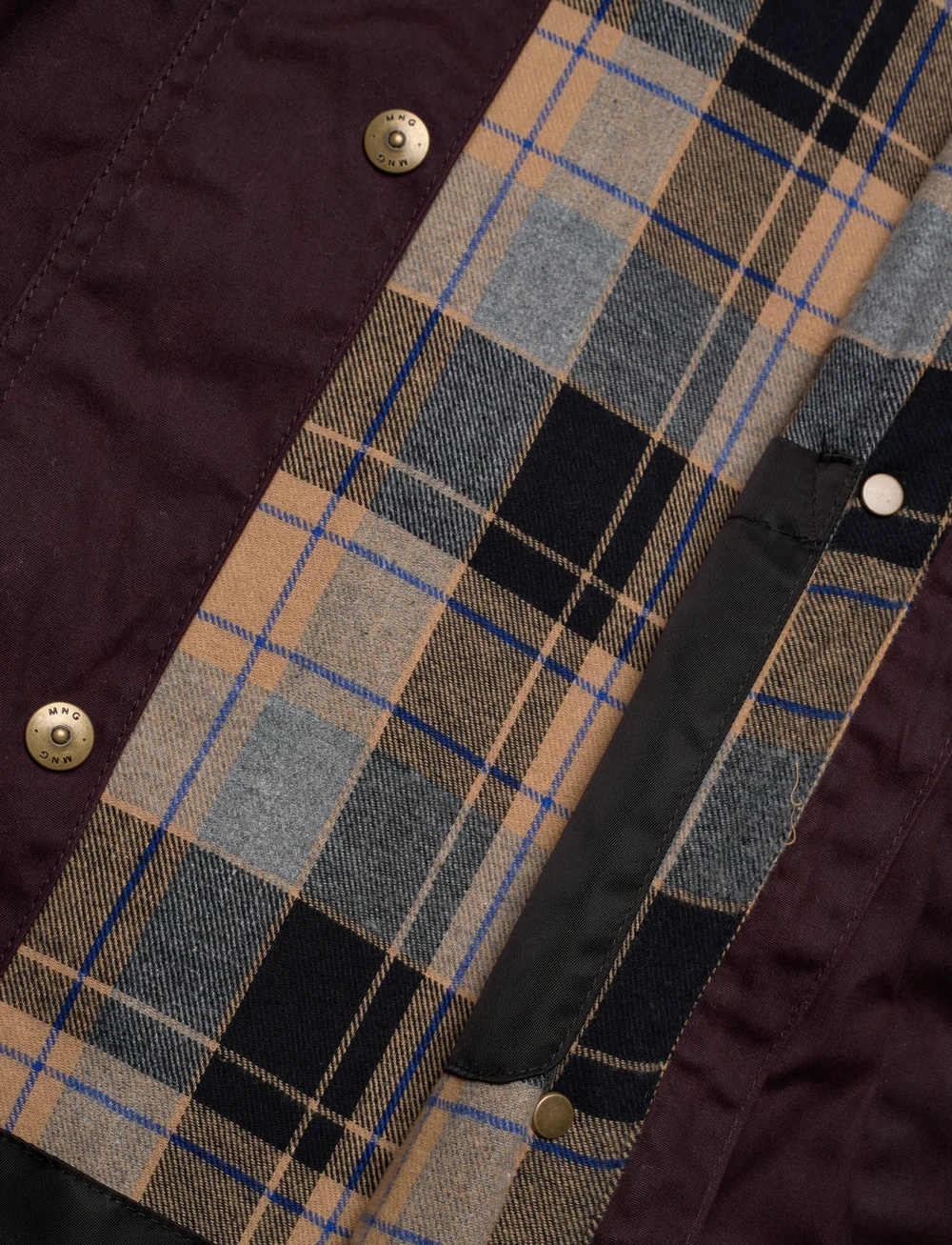 Mango - Cotton parka with corduroy collar - parkas - dark red - 5