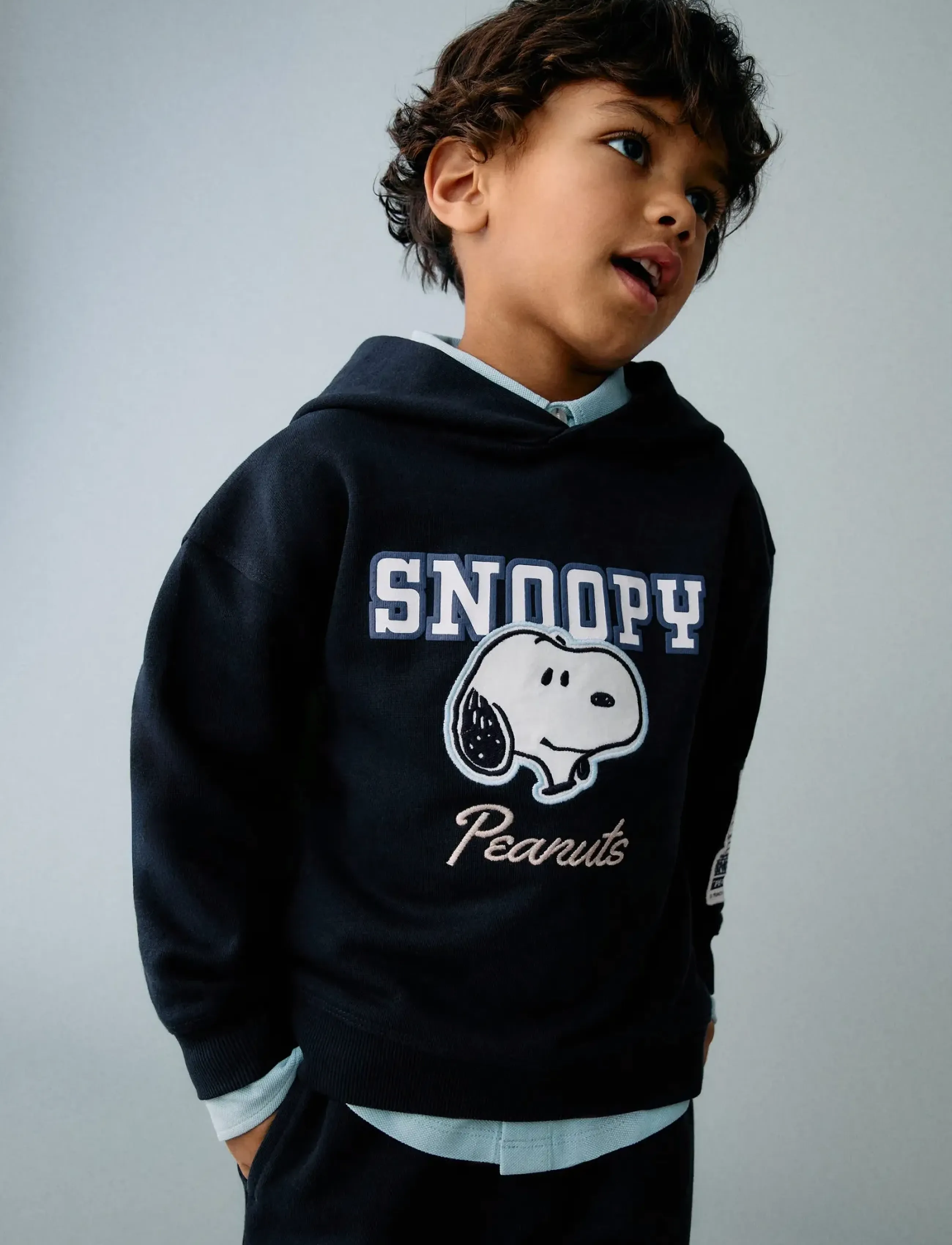 Mango Hooded Snoopy Sweatshirt, Børn, Snoopy Hættetrøje, Navy, Str: 2-3