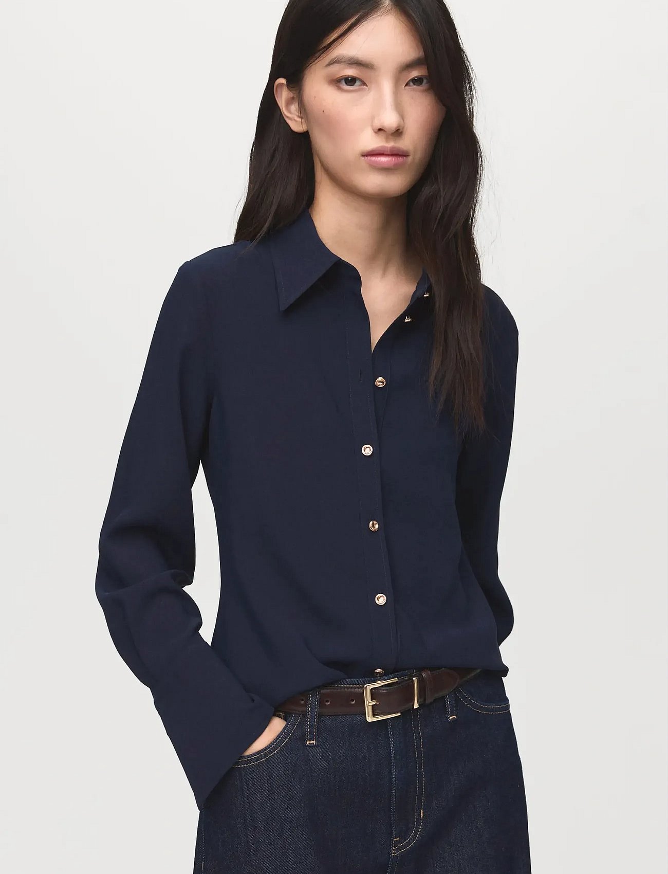 Shirt with jewel buttons