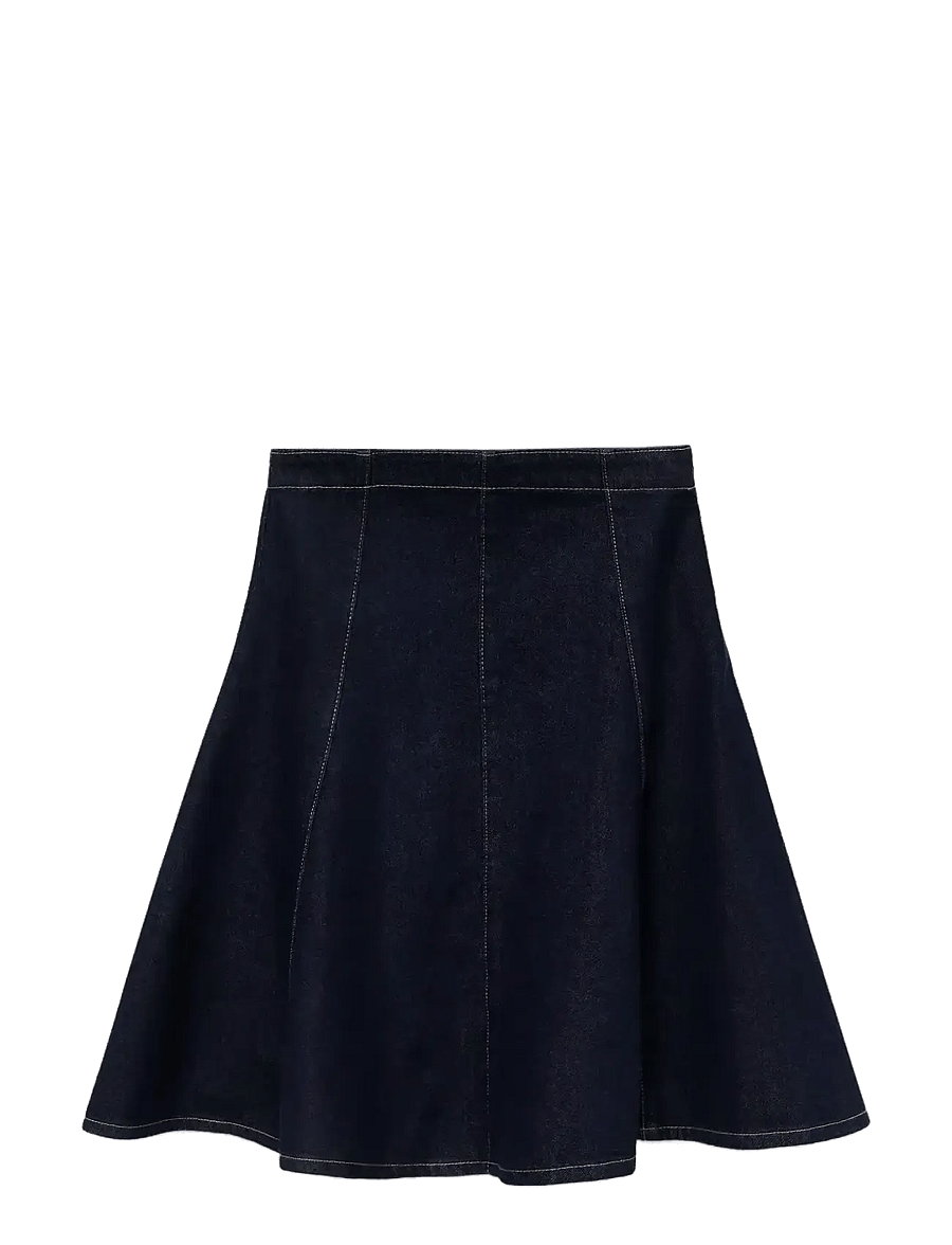 Mango - Denim midi-skirt with stitching - denimnederdele - open blue - 1