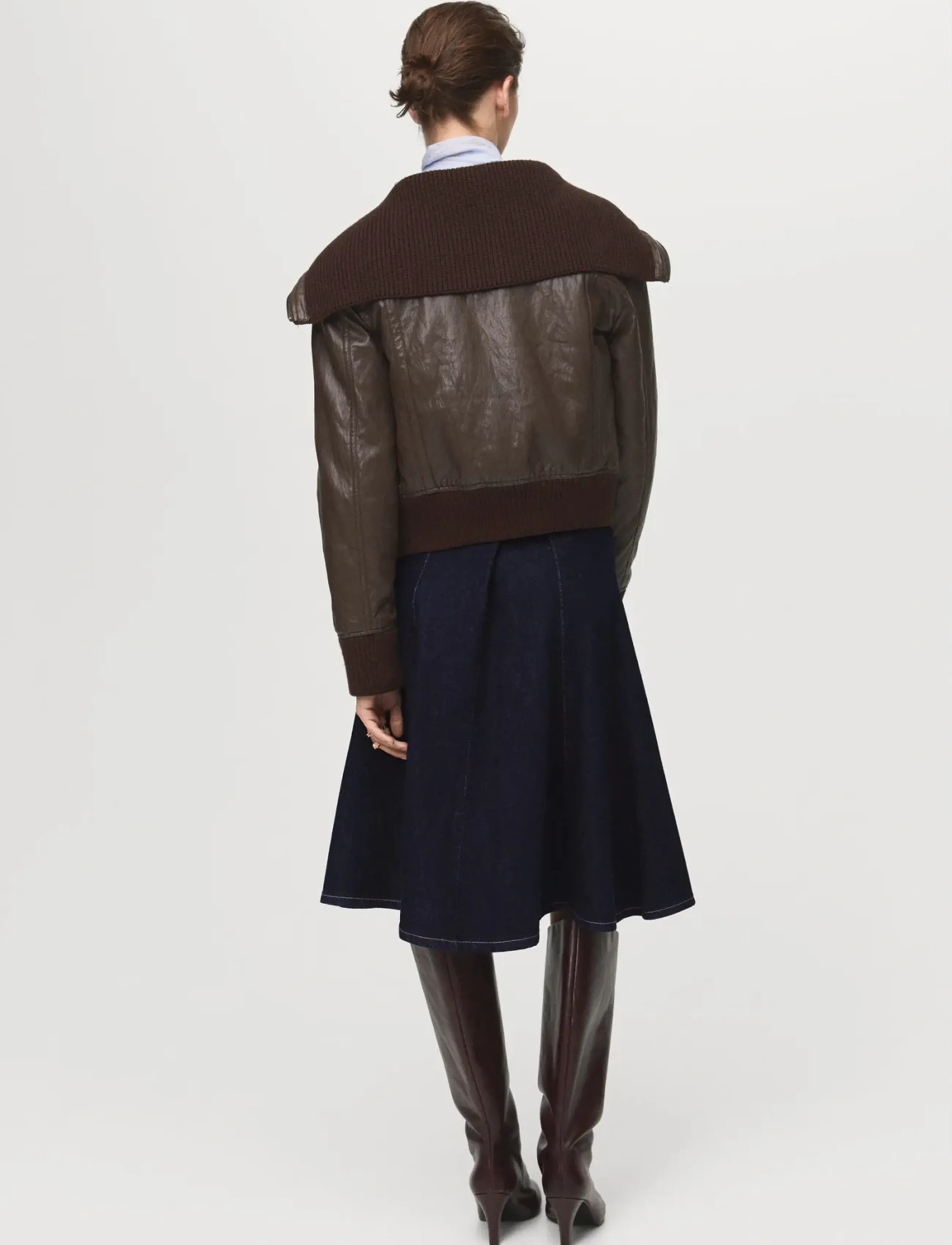 Mango - Denim midi-skirt with stitching - denimskjørt - open blue - 2