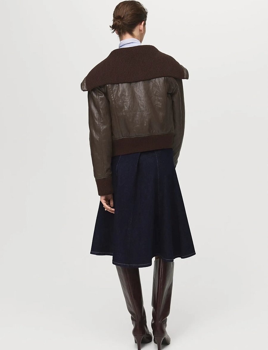 Mango - Denim midi-skirt with stitching - denimnederdele - open blue - 2