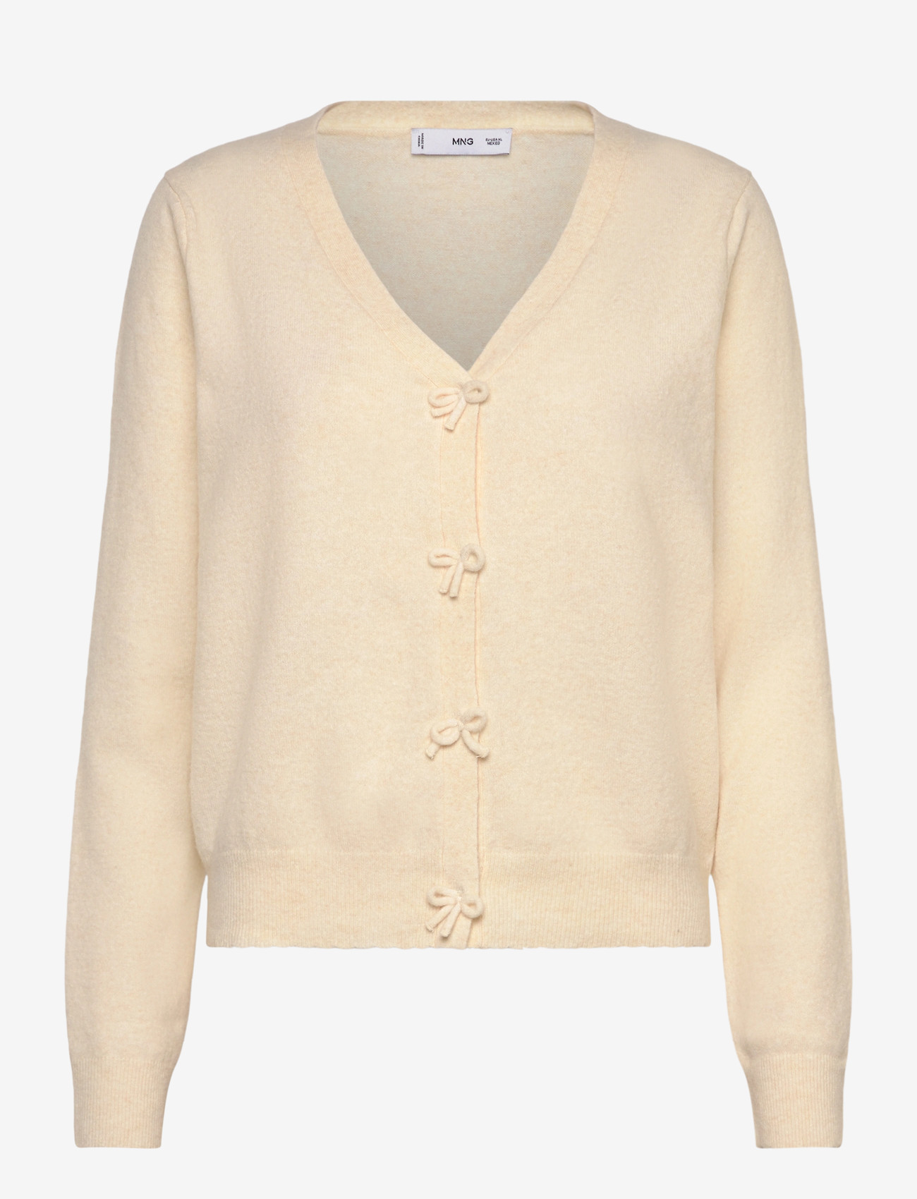 Mango - V-neck wool-blend cardigan - koftor - light beige - 0