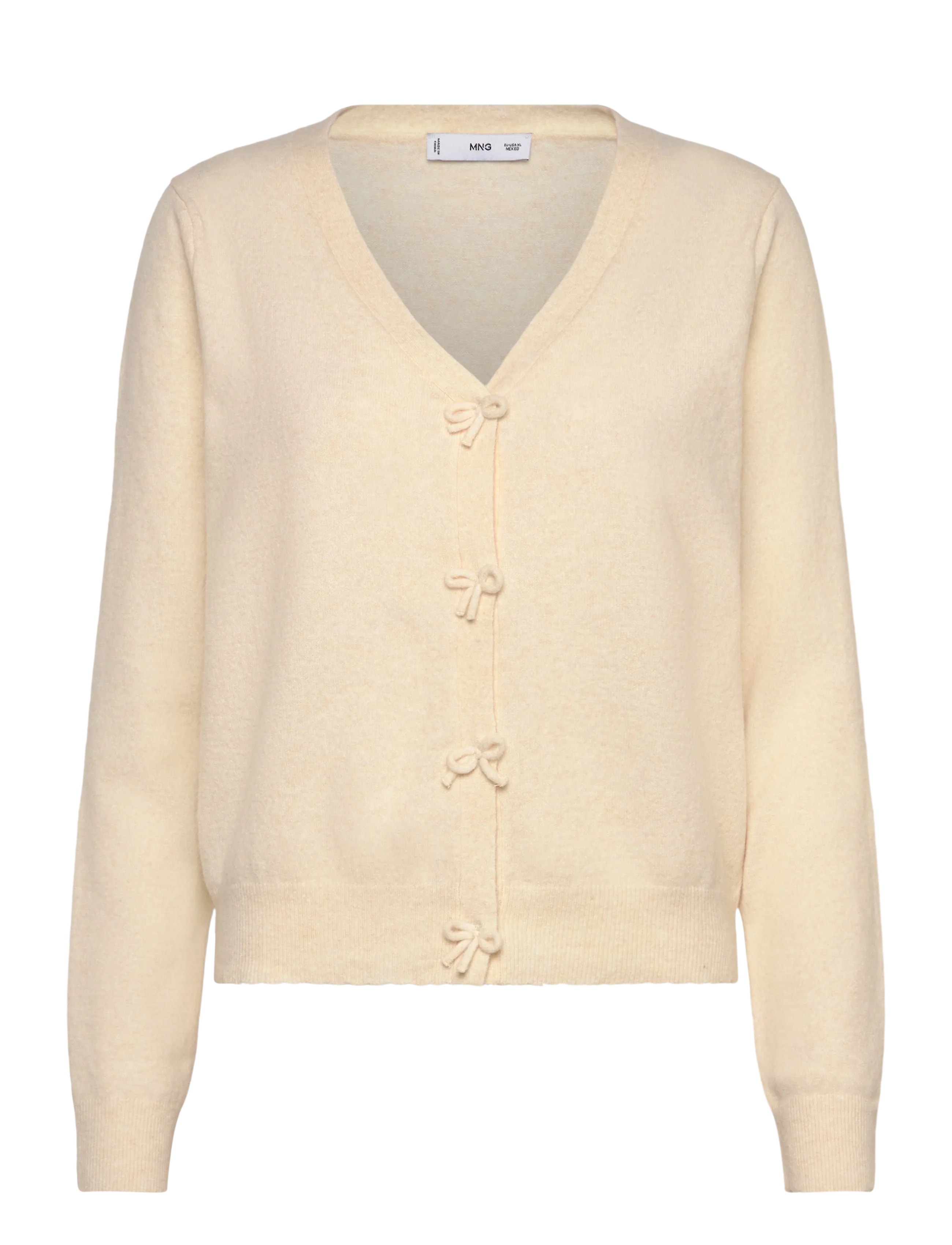 V-neck wool-blend cardigan - LIGHT BEIGE